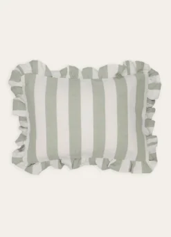 COUSSIN À RAYURES EN MATIÈRE TEXTURÉE VERT