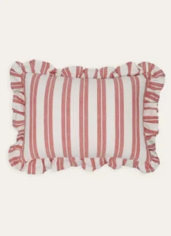 COUSSIN À RAYURES EN MATIÈRE TEXTURÉE TERRACOTTA