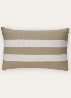 COUSSIN À RAYURES TISSAGE CHEVRON BEIGE