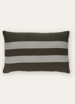 COUSSIN À RAYURES TISSAGE CHEVRON VERT KAKI