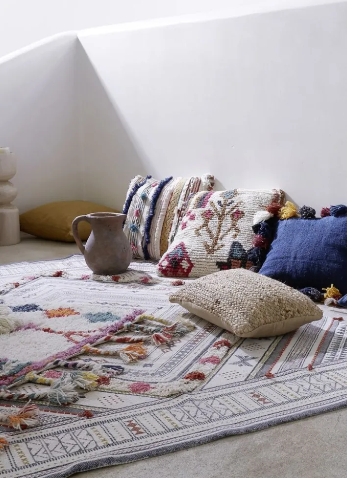 COUSSIN TRESSÉ EN JUTE ET COTON NATUREL
