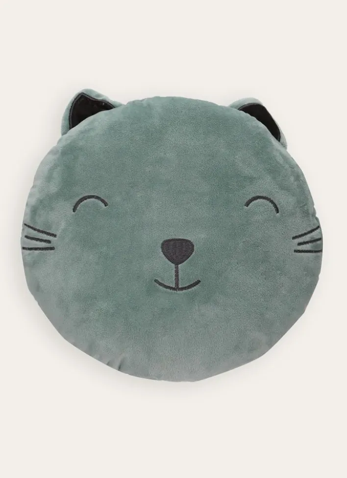 COUSSIN TÊTE DE CHAT vert