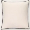 COUSSIN UNI COTON-LIN AVEC BOURDON CONTRASTÉ ÉCRU/NOIR