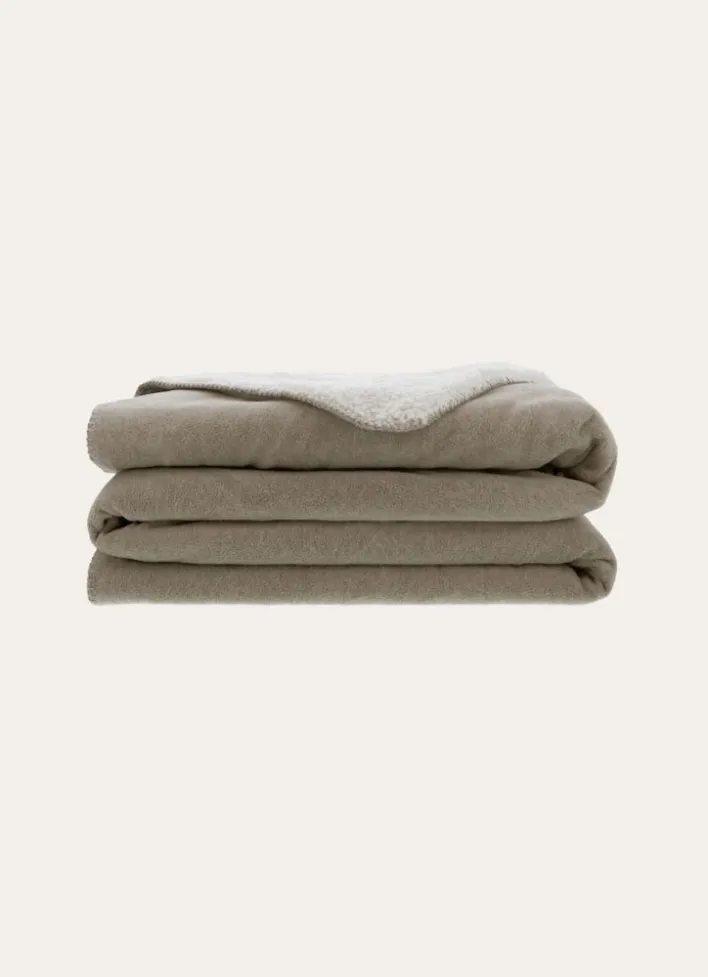 COUVERTURE DOUBLE FACE TRÈS CHAUDE - 540GR TAUPE