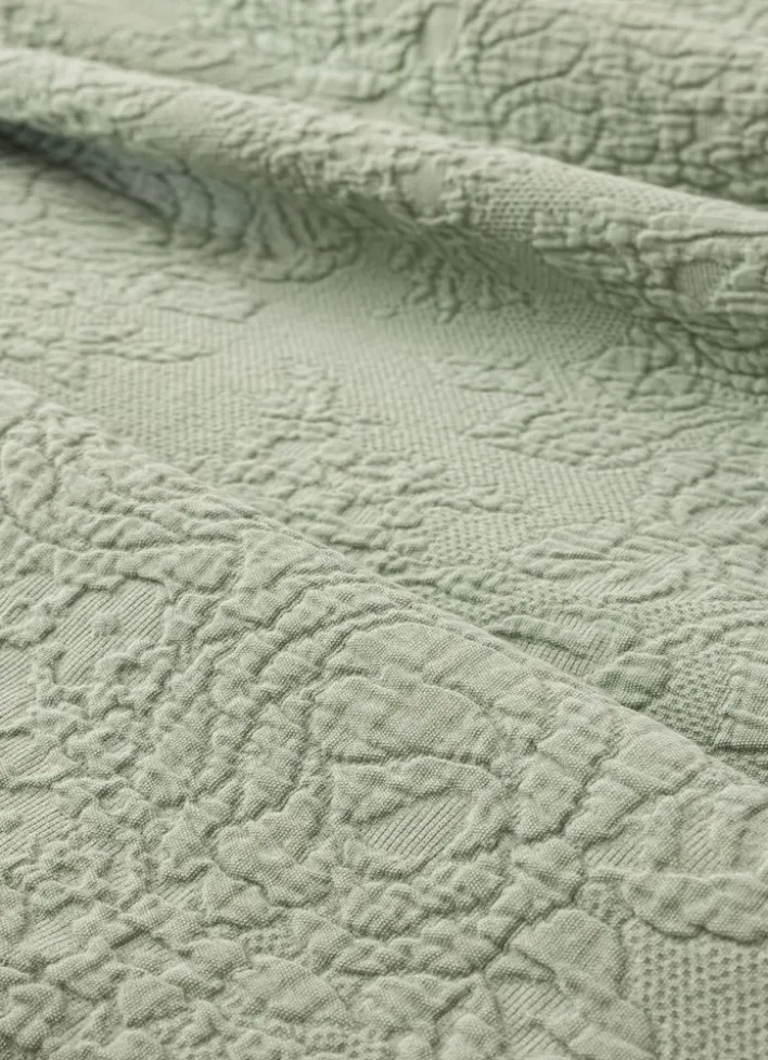 COUVRE-LIT EN COTON JACQUARD VERT