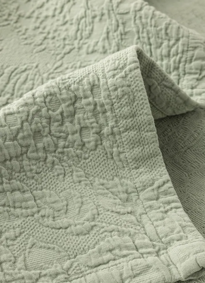 COUVRE-LIT EN COTON JACQUARD VERT