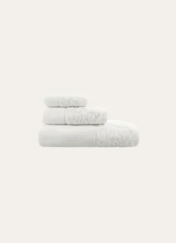 DRAP DE BAIN EN COTON LITEAU CISELÉ BLANC