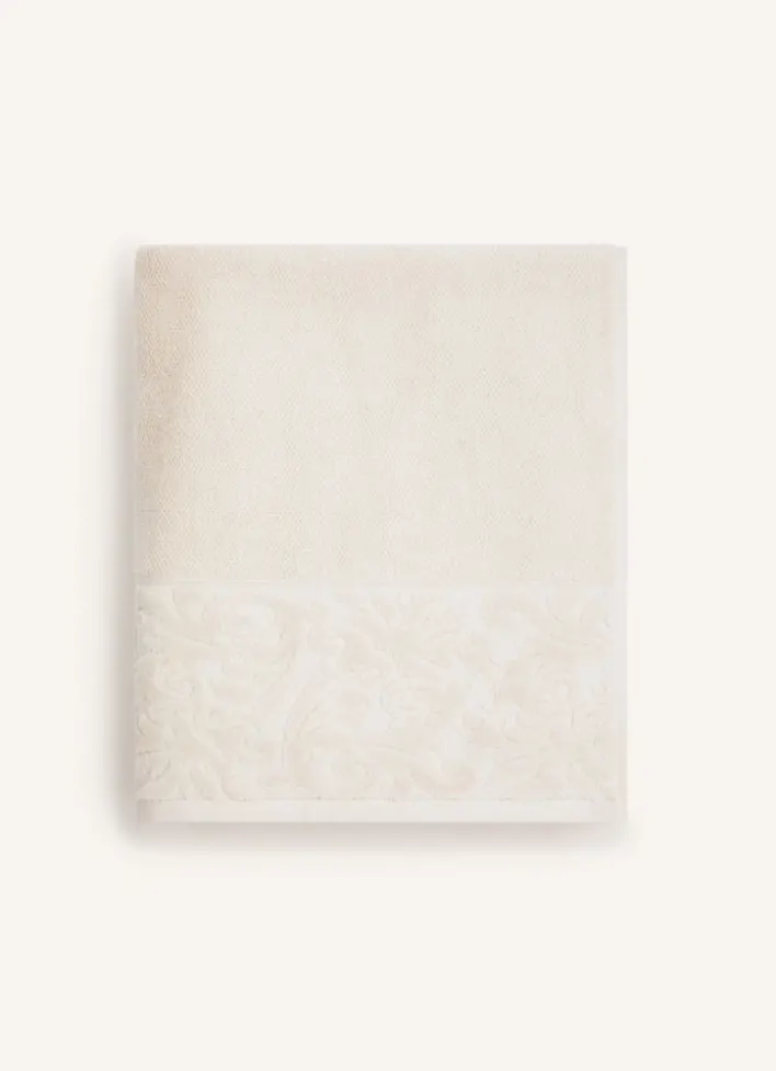 DRAP DE BAIN EN COTON LITEAU CISELÉ BEIGE