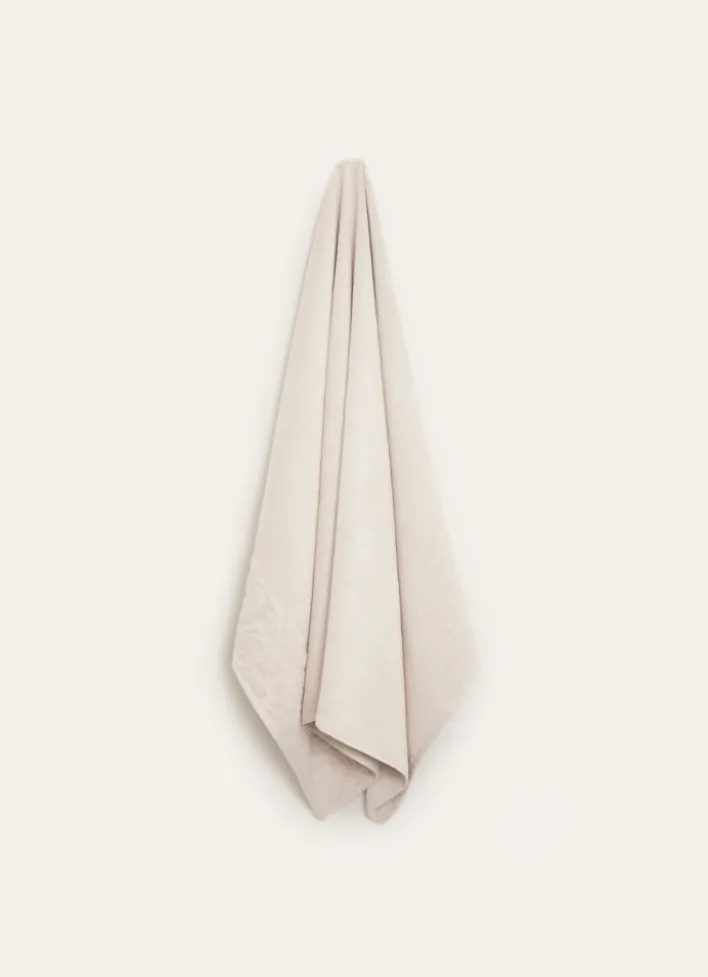 DRAP DE BAIN EN COTON LITEAU CISELÉ BEIGE