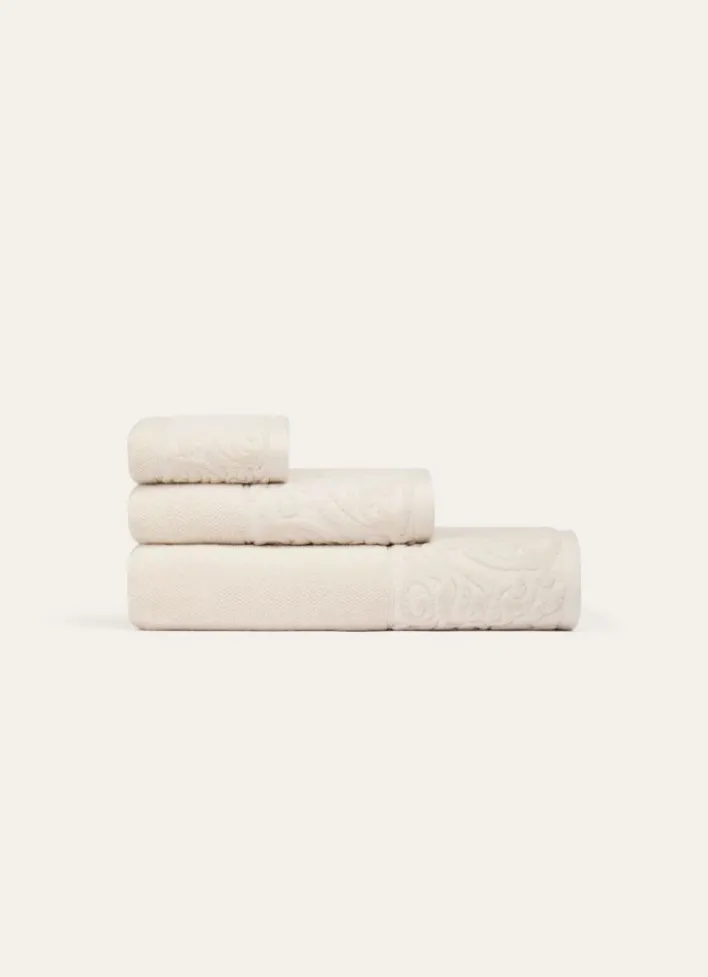 DRAP DE BAIN EN COTON LITEAU CISELÉ BEIGE