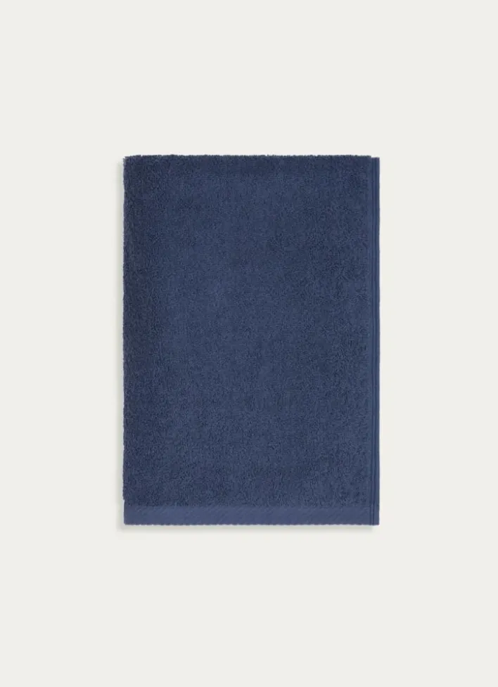 DRAP DE BAIN EN COTON UNI BASIL BLEU FONCÉ