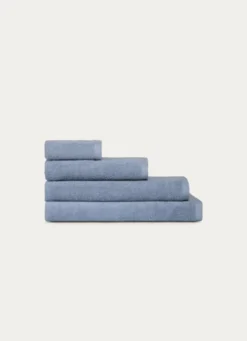 DRAP DE BAIN EN COTON UNI BASIL BLEU