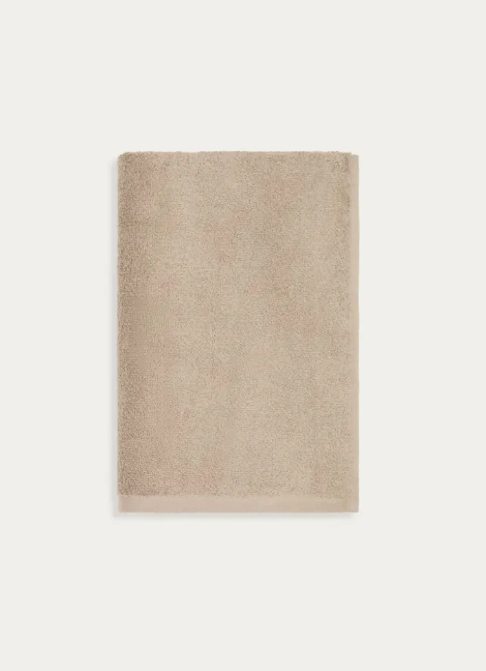 DRAP DE BAIN EN COTON UNI BASIL BEIGE FONCÉ