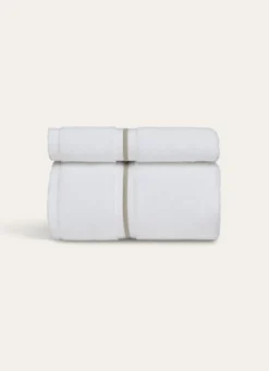 DRAP DE BAIN FINITION BOURDON OPÉRA BLANC/BEIGE