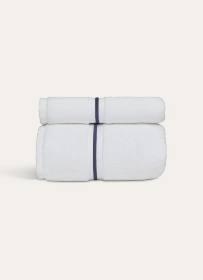 DRAP DE BAIN FINITION BOURDON OPÉRA BLANC/MARINE