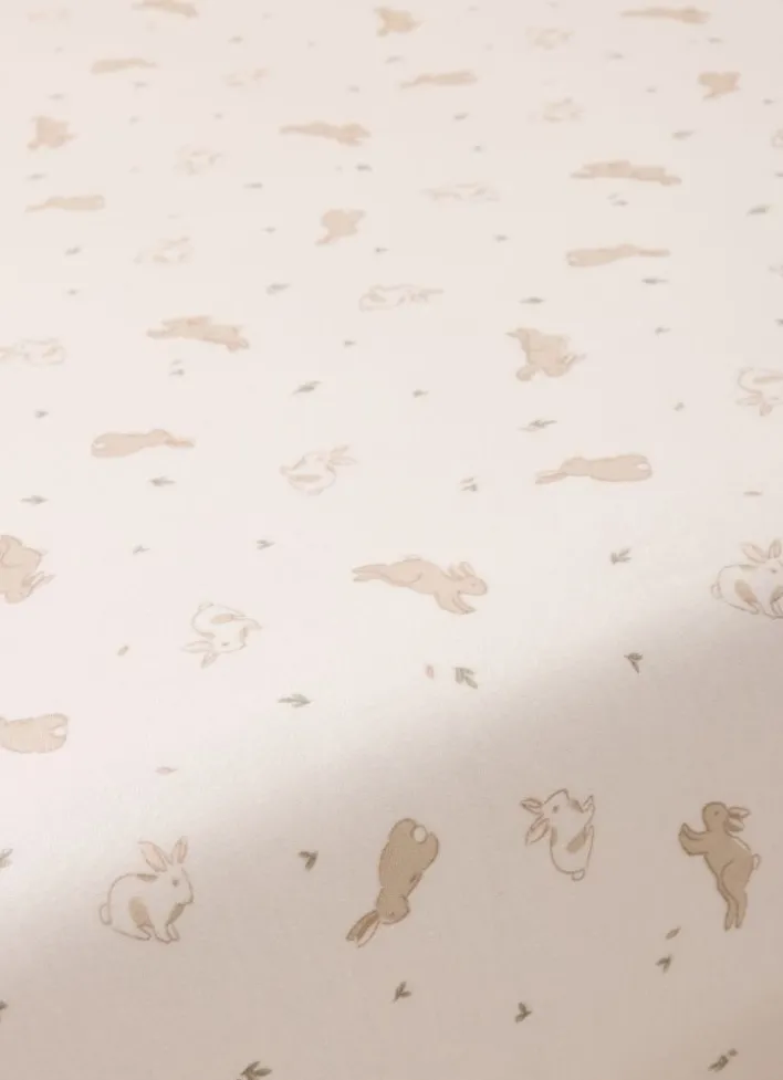 DRAP HOUSSE BÉBÉ EN JERSEY DE COTON IMPRIMÉ LAPIN BLANC