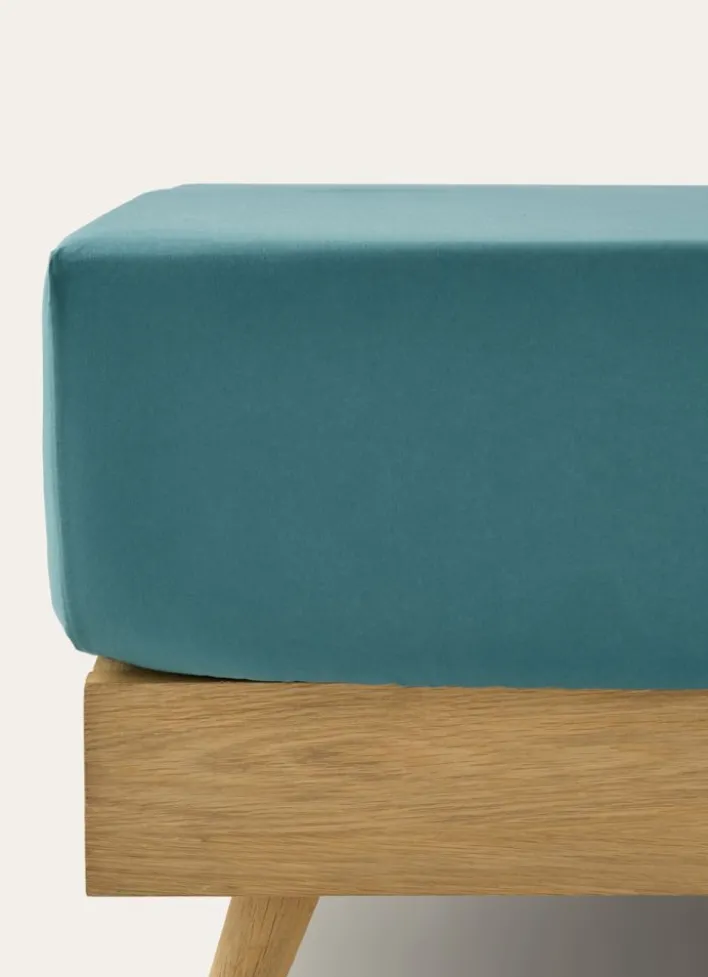 DRAP HOUSSE EN COTON BLEU PAON