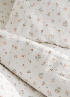 DRAP HOUSSE ENFANT EN GAZE DE COTON CHAMPÊTRE ÉCRU