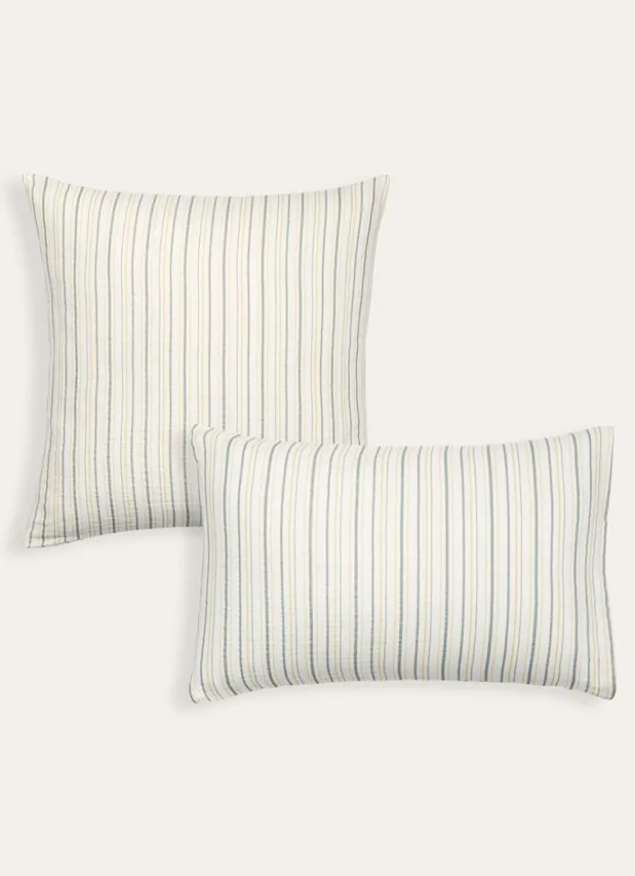 DRAP HOUSSE EN GAZE DE COTON RAYÉE ECRU