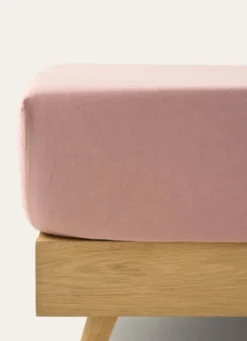 DRAP HOUSSE EN LIN LAVÉ UNI 165GR ROSE