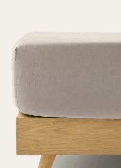 DRAP HOUSSE EN LIN LAVÉ UNI 165GR TAUPE