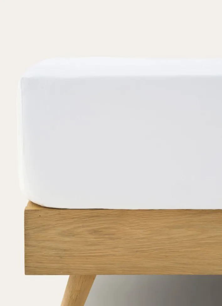 DRAP HOUSSE EN PERCALE DE COTON POUR LIT ARTICULÉ BLANC