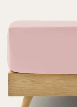 DRAP HOUSSE UNI EN PERCALE DE COTON ROSE PÉTALE