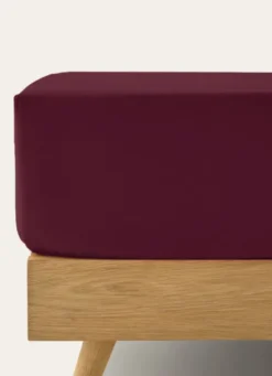 DRAP HOUSSE UNI EN PERCALE DE COTON GRENAT