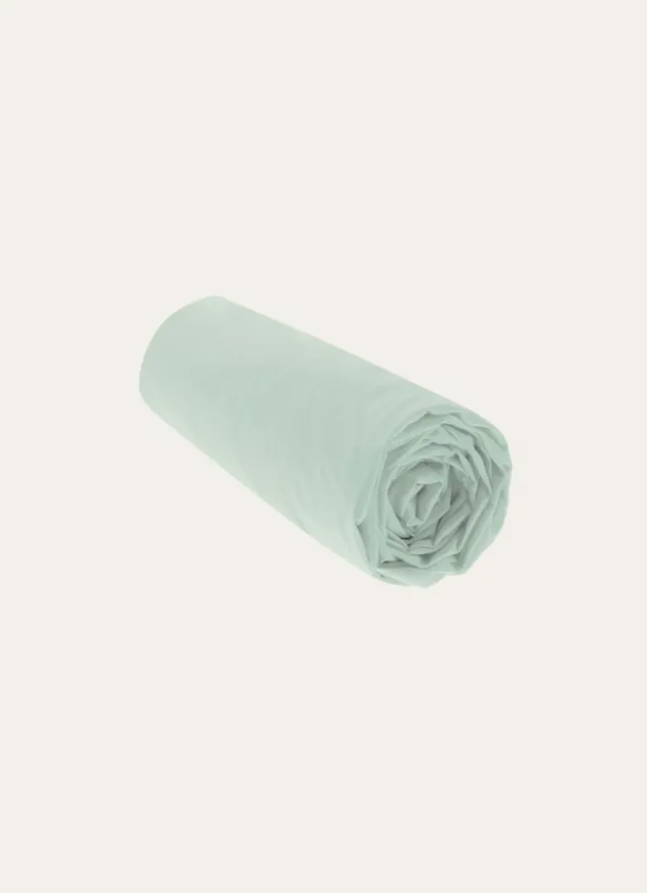 DRAP HOUSSE UNI EN PERCALE DE COTON VERT DE GRIS