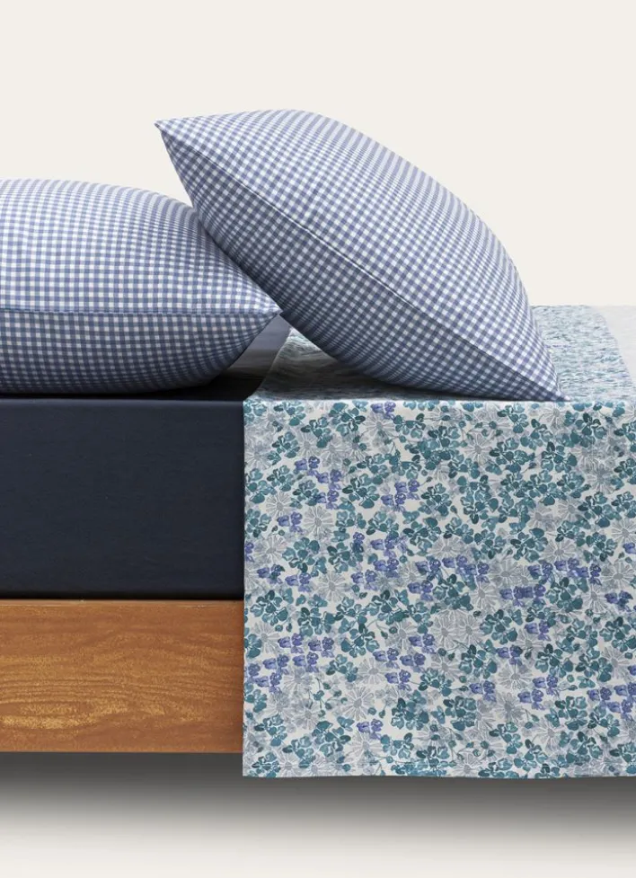 DRAP PLAT EN COTON UNI BLEU