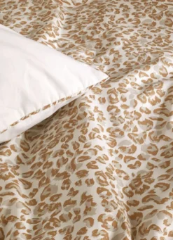 DRAP PLAT EN PERCALE DE COTON AMIR MOTIF LÉOPARD NATUREL