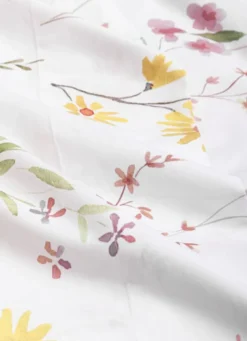 DRAP PLAT FLAVIE EN PERCALE LAVÉE IMPRIMÉE FLORALE MULTICOLORE