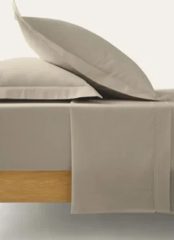 DRAP PLAT UNI EN COTON TAUPE CLAIR