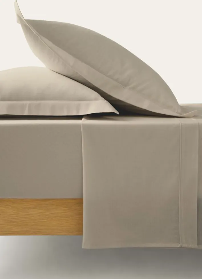 DRAP PLAT UNI EN COTON TAUPE CLAIR
