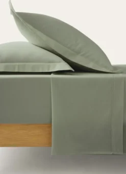 DRAP PLAT UNI EN COTON VERT TENDRE