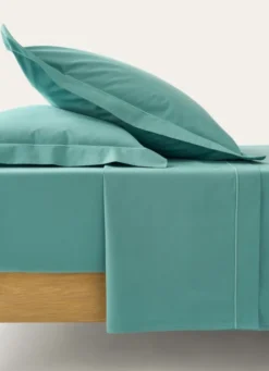 DRAP PLAT UNI EN PERCALE DE COTON BLEU MINÉRAL
