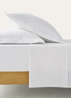 DRAP PLAT UNI EN PERCALE DE COTON BLANC