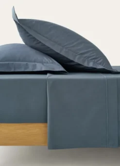 DRAP PLAT UNI EN PERCALE DE COTON JEAN