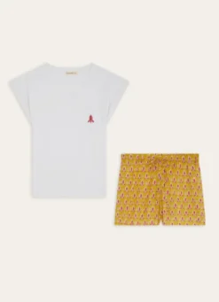 ENSEMBLE PYJAMA SHORT EN COTON IMPRIMÉ JAUNE