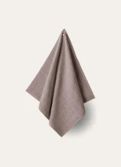 ESSUIE-MAINS À CARREAUX EN COTON TAUPE
