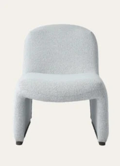 FAUTEUIL BAS ASSISE COURBÉE BLANC / GRIS CHINÉ