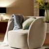 FAUTEUIL LARGE EN TISSU - DESIGN SANS PIED GRIS CLAIR