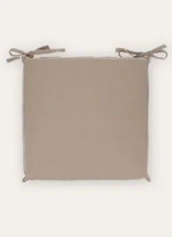 GALETTE DE CHAISE DÉHOUSSABLE COTON/LIN MASTIC/LAIT