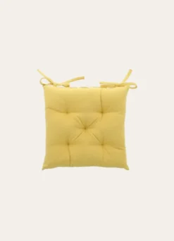 GALETTE DE CHAISE UNIE EN COTON JAUNE