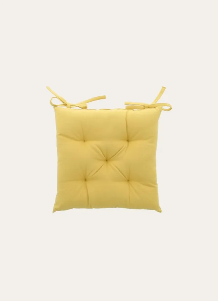 GALETTE DE CHAISE UNIE EN COTON JAUNE