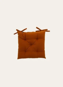 GALETTE DE CHAISE UNIE EN COTON ORANGE TERRE