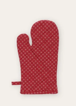 GANT DE CUISINE EN COTON IMPRIMÉ ROUGE/BLANC