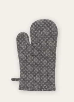 GANT DE CUISINE EN COTON IMPRIMÉ GRIS/BLANC