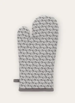 GANT DE CUISINE EN COTON IMPRIMÉ BLANC/GRIS