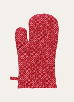 GANT DE CUISINE À MOTIFS GÉOMÉTRIQUES rouge